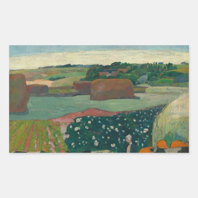 Paul Gauguin - Haystacks in Brittany Rectangular Sticker (Front)