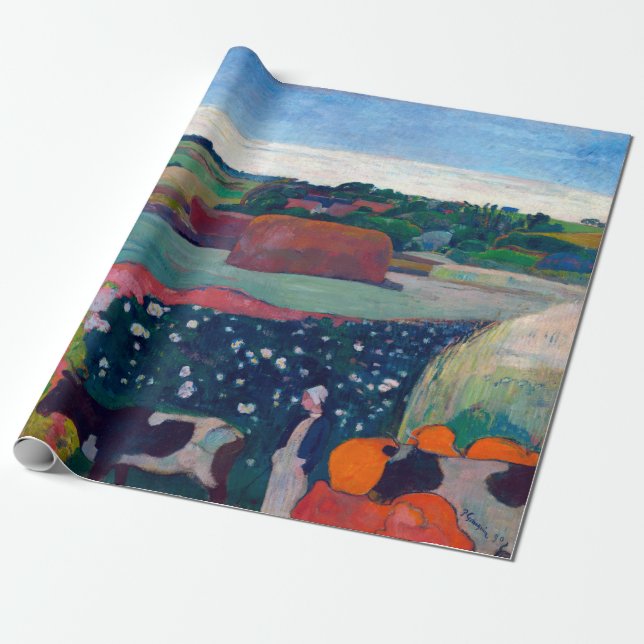 Paul Gauguin Haystacks in Brittany Wrapping Paper (Unrolled)