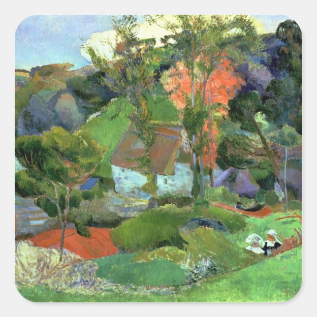 Paul Gauguin | Landscape at Pont Aven, 1888 Square Sticker (Front)