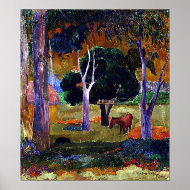 Paul Gauguin Landscape with a Pig and a Horse Poster (Front)