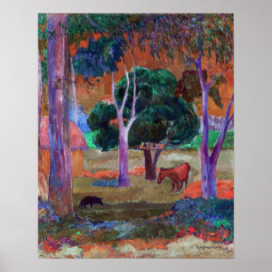 Paul Gauguin - Landscape with a Pig and a Horse Poster
