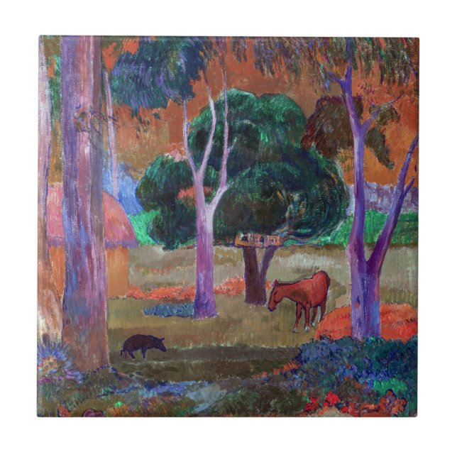 Paul Gauguin - Landscape with a Pig and a Horse Tile (Front)