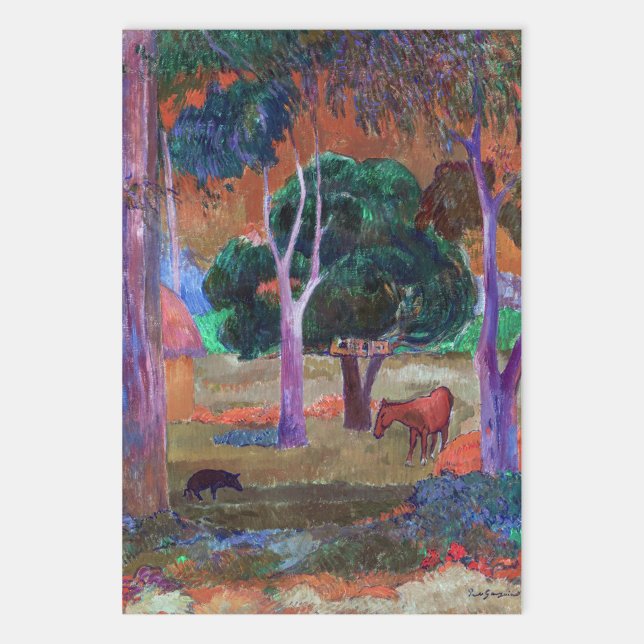 Paul Gauguin - Landscape with a Pig and a Horse Wrapping Paper Sheet (Creator Uploaded)