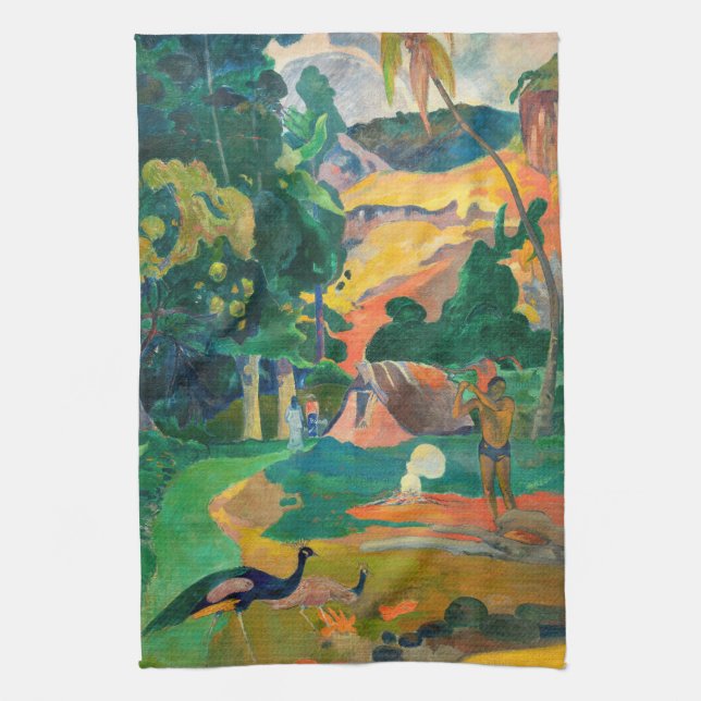 Paul Gauguin - Landscape with Peacocks / Matamoe Tea Towel (Vertical)