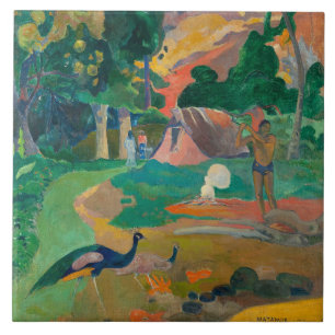 Paul Gauguin Matamoe Landscape with Peacocks Tile