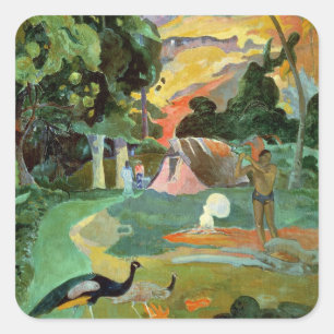 Paul Gauguin   Matamoe or, Landscape with Peacocks Square Sticker