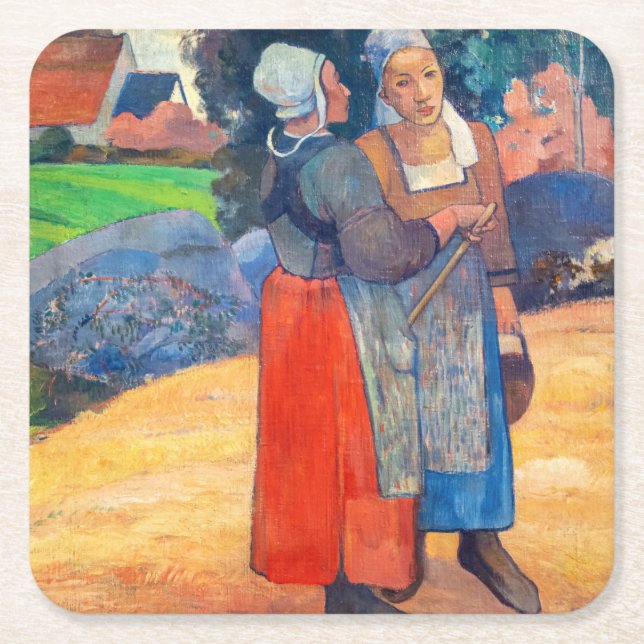 Paul Gauguin - Paysannes Bretonnes Square Paper Coaster (Front)