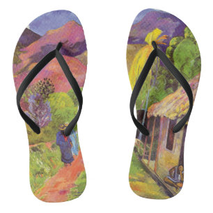 Paul Gauguin Road in Tahiti Vintage Fine Art Flip Flops