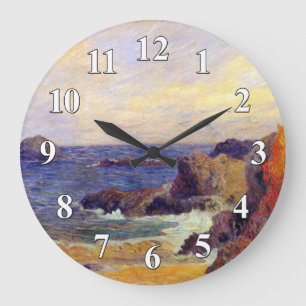 Paul Gauguin - Rocky Coast Fine Art Painting Large Clock