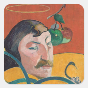 Paul Gauguin   Self-Portrait, 1889 (oil on wood) Square Sticker