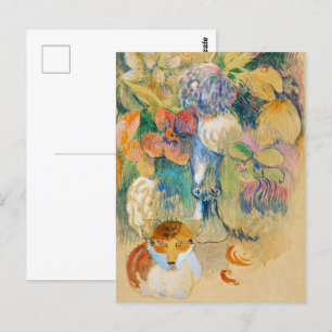 Paul Gauguin Still Life with Cat, Fowers Classic Postcard