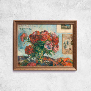 Paul Gauguin Still Life With Peonies Red Flowers Poster
