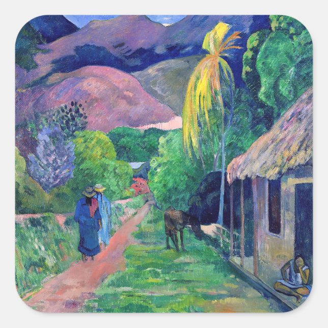 Paul Gauguin - Street in Tahiti Square Sticker (Front)