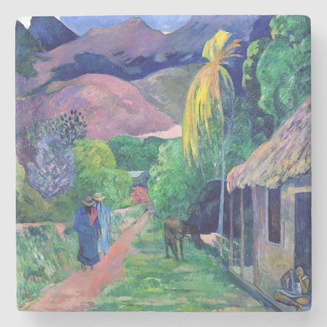 Paul Gauguin - Street in Tahiti Stone Coaster (Front)