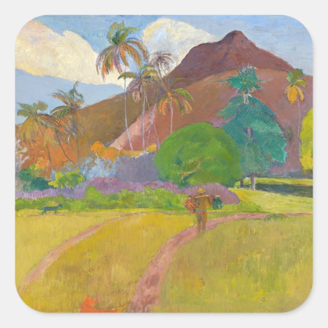 Paul Gauguin - Tahitian Landscape Square Sticker (Front)