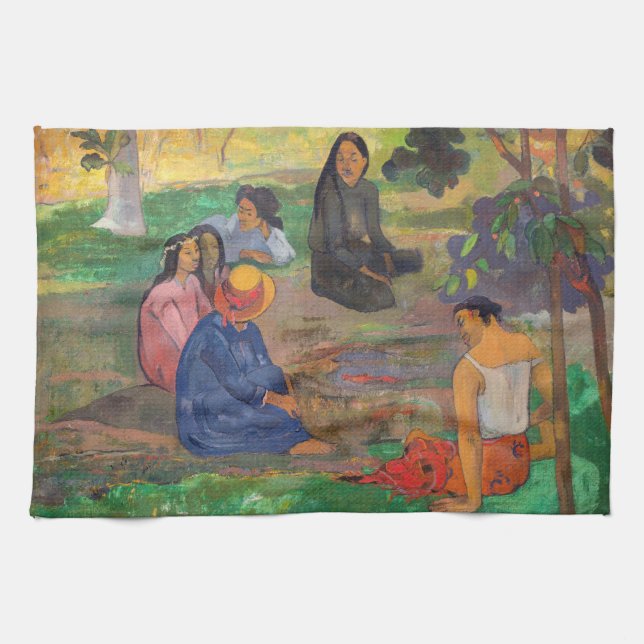 Paul Gauguin - The Conversation / Les Parau Parau Tea Towel (Horizontal)