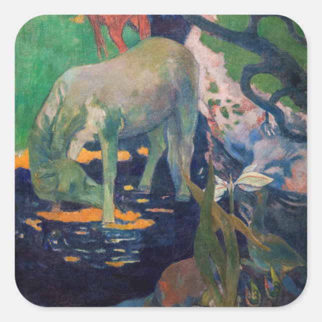 Paul Gauguin - The White Horse Square Sticker (Front)
