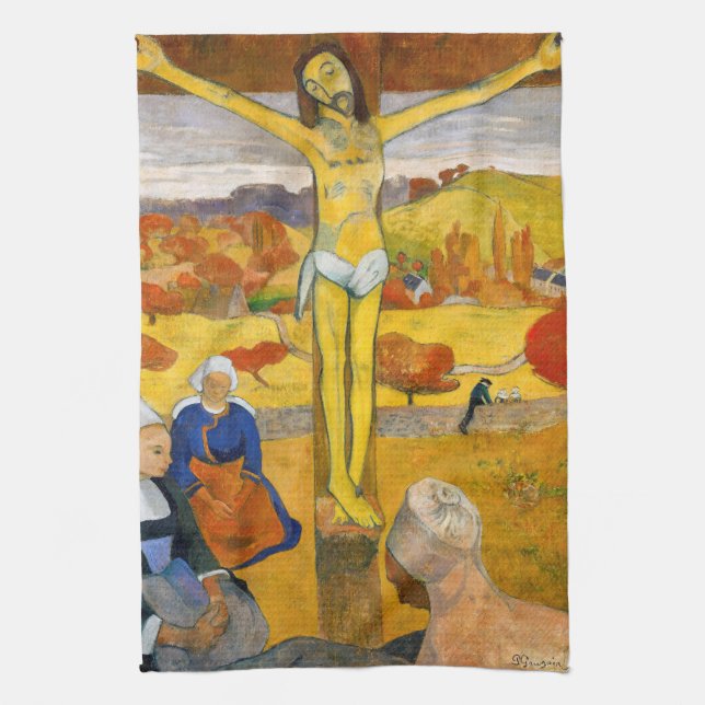 Paul Gauguin - The Yellow Christ Tea Towel (Vertical)