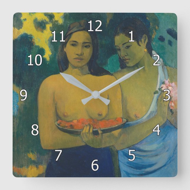 Paul Gauguin - Two Tahitian Women Square Wall Clock (Front)