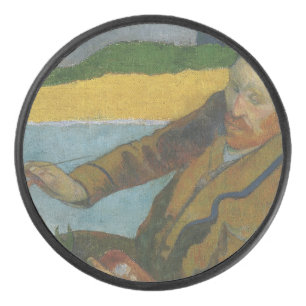 Paul Gauguin Vincent van Gogh painting sunflowers Hockey Puck