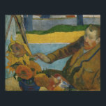 Paul Gauguin Vincent van Gogh painting sunflowers  Poster<br><div class="desc">Paul Gauguin.  Vincent van Gogh painting sunflowers. Portrait of Van Gogh painting a still life with sunflowers. The painting is made in a warm yellow-brown palette. Reproduction of famous works of art  images in the public domain.</div>