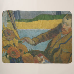 Paul Gauguin Vincent van Gogh painting sunflowers  Sherpa Blanket