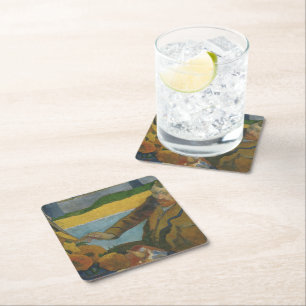 Paul Gauguin Vincent van Gogh painting sunflowers Square Paper Coaster