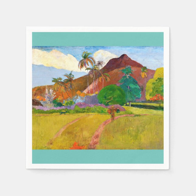 Paul Gauguin's Tahitian Landscape famous painting Napkin (Front)