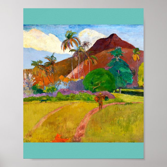 Paul Gauguin's Tahitian Landscape famous painting Poster (Front)