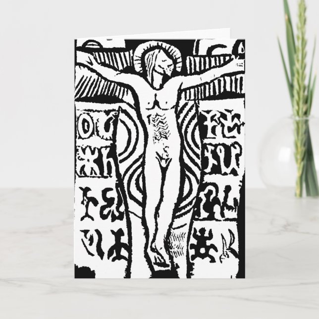 Paul Gauguin's Woodcut of Crucifix Holiday Card (Front)