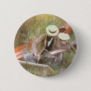 Paul Helleu Sketching with His Wife by JS Sargent 6 Cm Round Badge