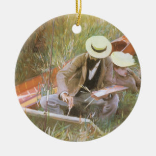 Paul Helleu Sketching with His Wife by JS Sargent Ceramic Tree Decoration