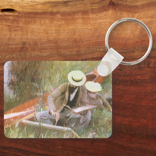 Paul Helleu Sketching with His Wife by JS Sargent Key Ring (Front)