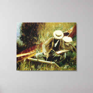Paul Helleu Sketching with his Wife Canvas Print
