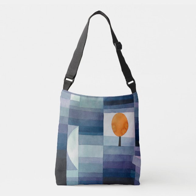 Paul Klee Abstract Tree Blue Painting Crossbody Bag (Front)