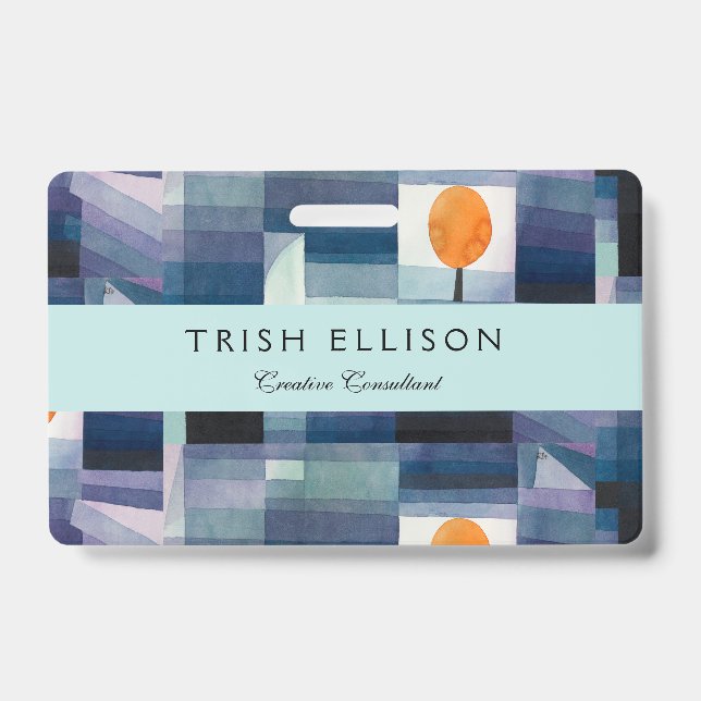 Paul Klee Abstract Tree Blue Painting ID Badge (Front)