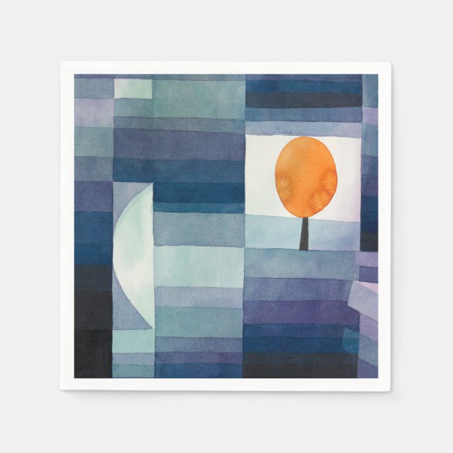 Paul Klee Abstract Tree Blue Painting Napkin (Front)