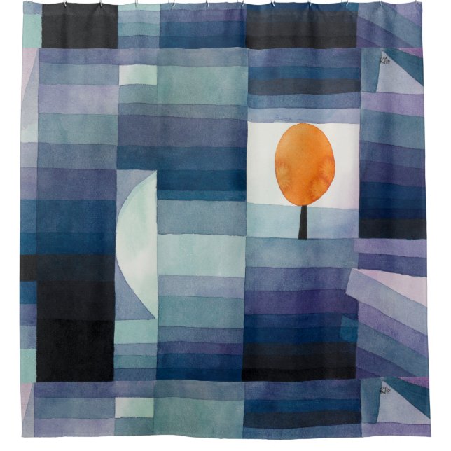 Paul Klee Abstract Tree Blue Painting Shower Curtain (Front)