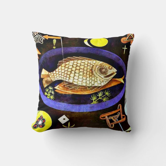 Paul Klee art: Aroundfish Cushion (Front)