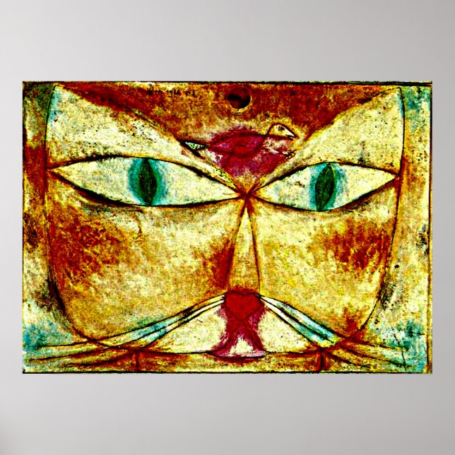 Paul Klee art: Cat and Bird painting by Klee Poster (Front)