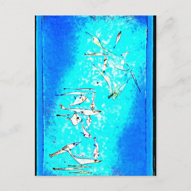 Paul Klee art: Fish Image, paintiing by Klee Postcard (Front)