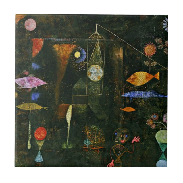 Paul Klee art: Fish Magic, famous Klee painting Tile (Front)