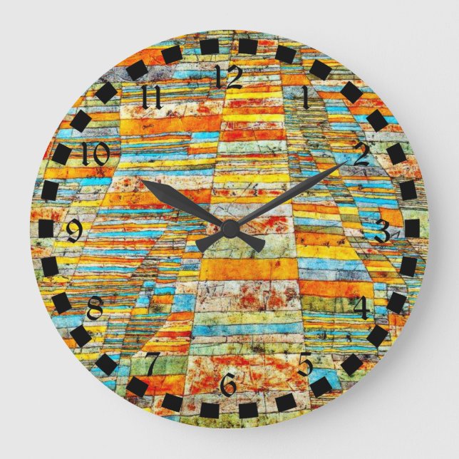 Paul Klee art: Highway and Byways Large Clock (Front)