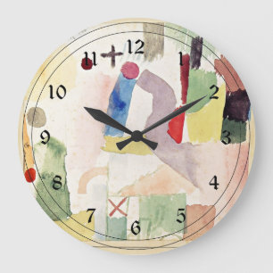 Paul Klee art: Pathetic Watercolor, Red Large Clock