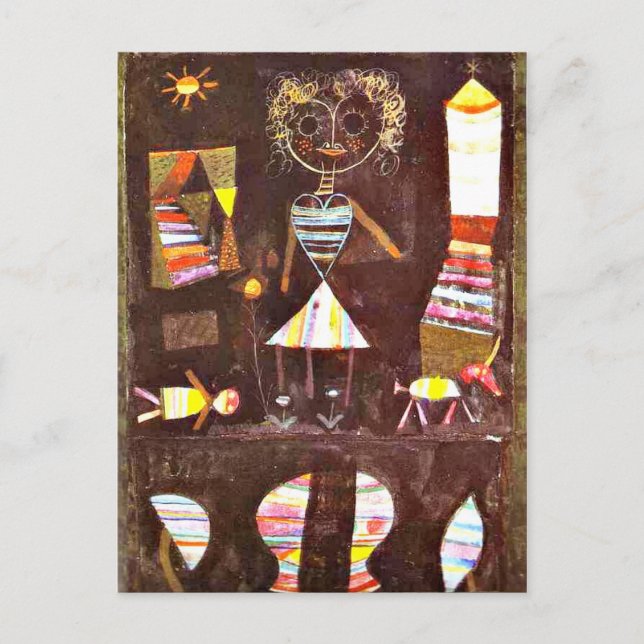 Paul Klee art: Puppet Theatre Postcard (Front)