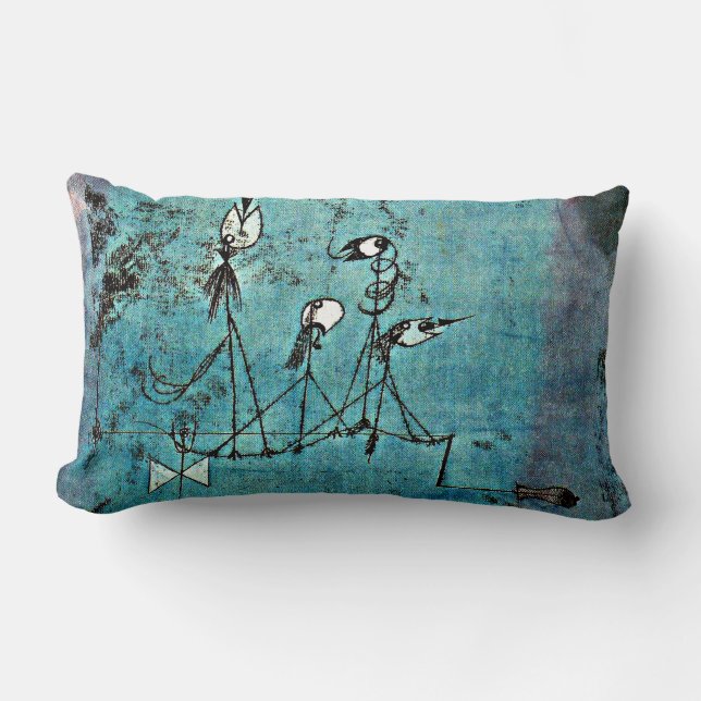 Paul Klee art: Twittering Machine Lumbar Cushion (Front)
