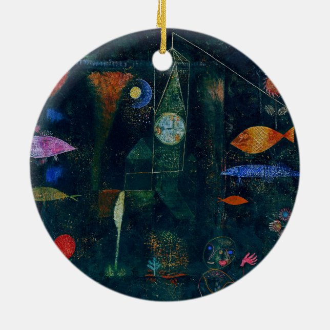Paul Klee Fish Magic Abstract Painting Graphic Art Ceramic Tree Decoration (Back)
