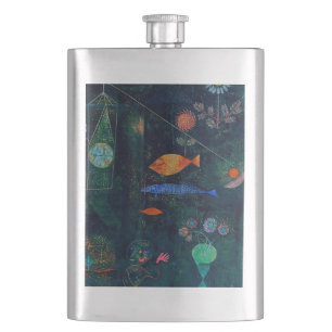 Paul Klee Fish Magic Abstract Painting Graphic Art Hip Flask