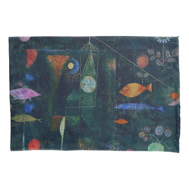 Paul Klee Fish Magic Abstract Painting Graphic Art Pillowcase (Front)