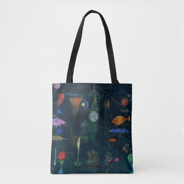 Paul Klee Fish Magic Abstract Painting Graphic Art Tote Bag (Front)